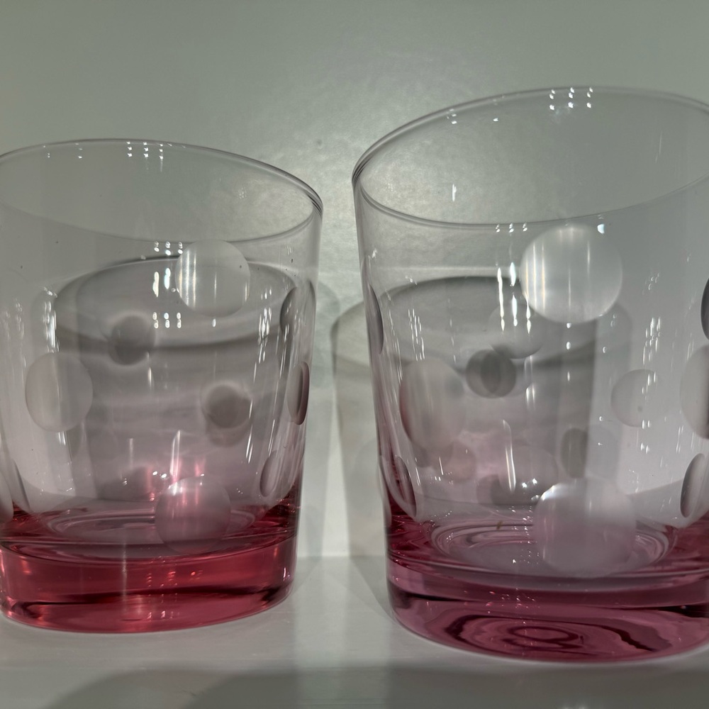 Waterford Marquis Pink Polka Dot Old Fashioned Glass, set 2